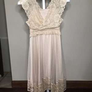 Neutral shade holiday party dress! NWT Ryu Lace Dress in Cream (S)